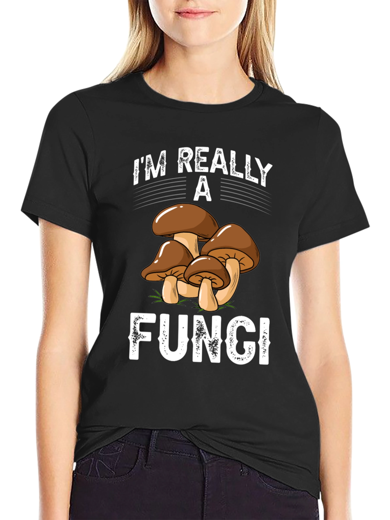 Black I'm Really a Fungi T-Shirt - Funny Mushroom Tee view 2