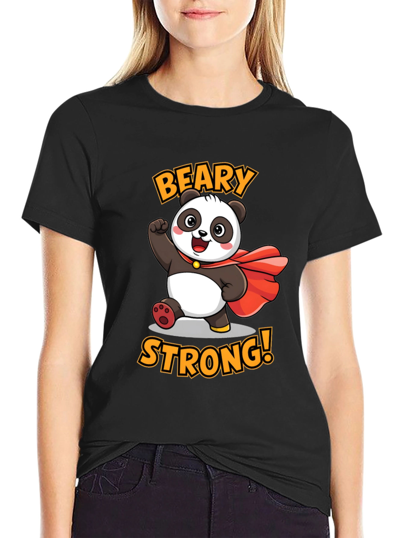Black Beary Strong Panda Graphic Tee view 2