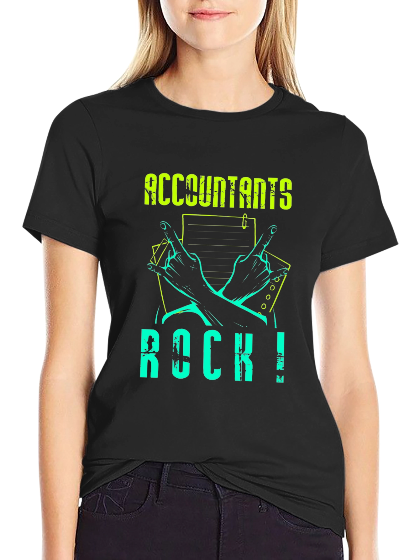 Black Accountants Rock! Graphic Tee - Black view 2
