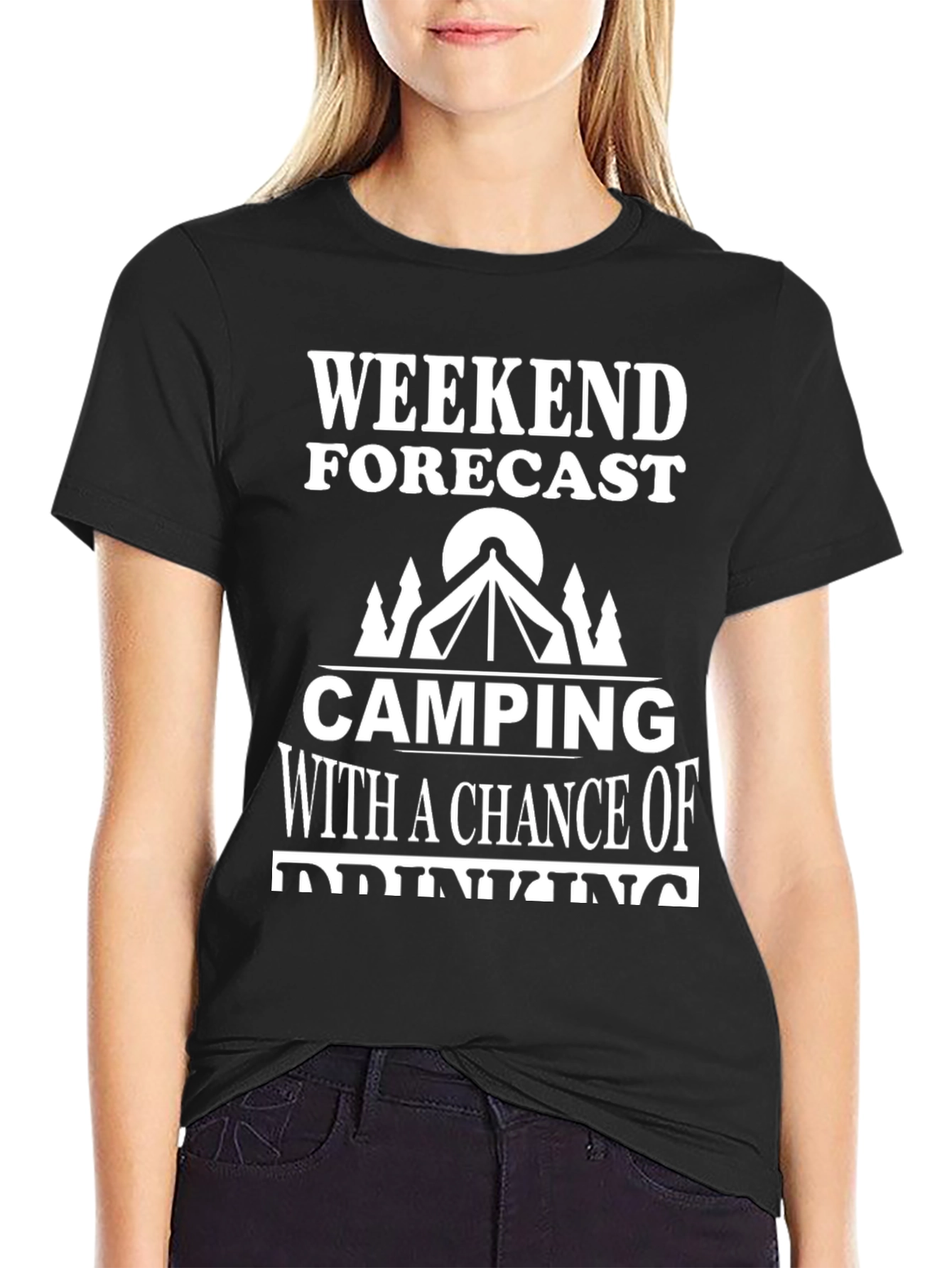 Black Camping & Drinking T-Shirt - Weekend Forecast view 2