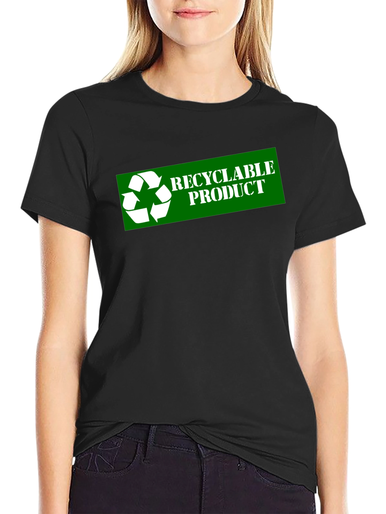 Black Recyclable Product Black T-Shirt view 2