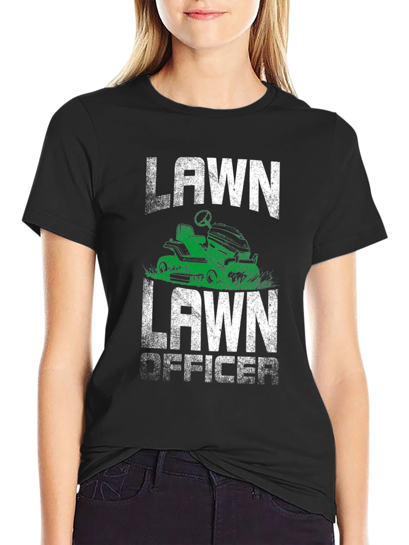 Black Lawn Officer Graphic Tee - Funny Mowing Shirt view 2