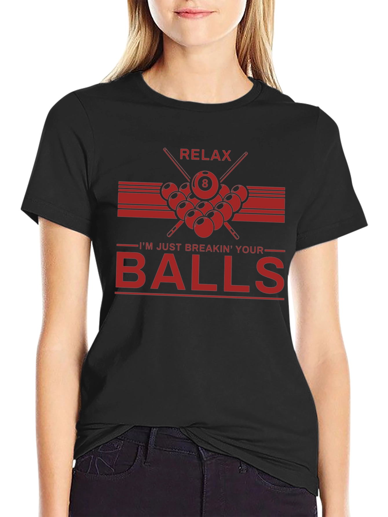 Black Relax Breakin' Balls Graphic Tee - Billiards Shirt view 2