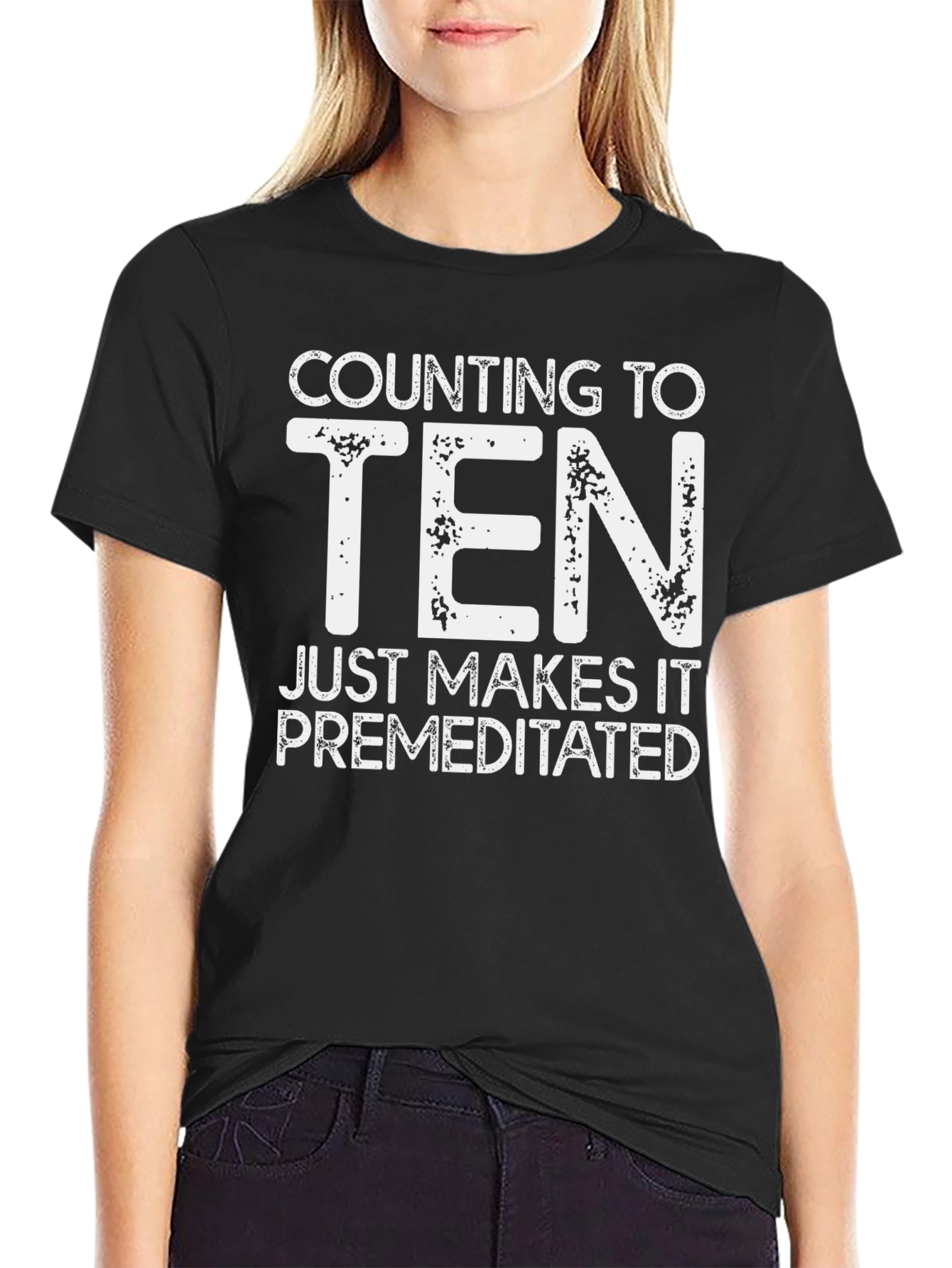 Black Counting to Ten Funny Graphic Tee view 2