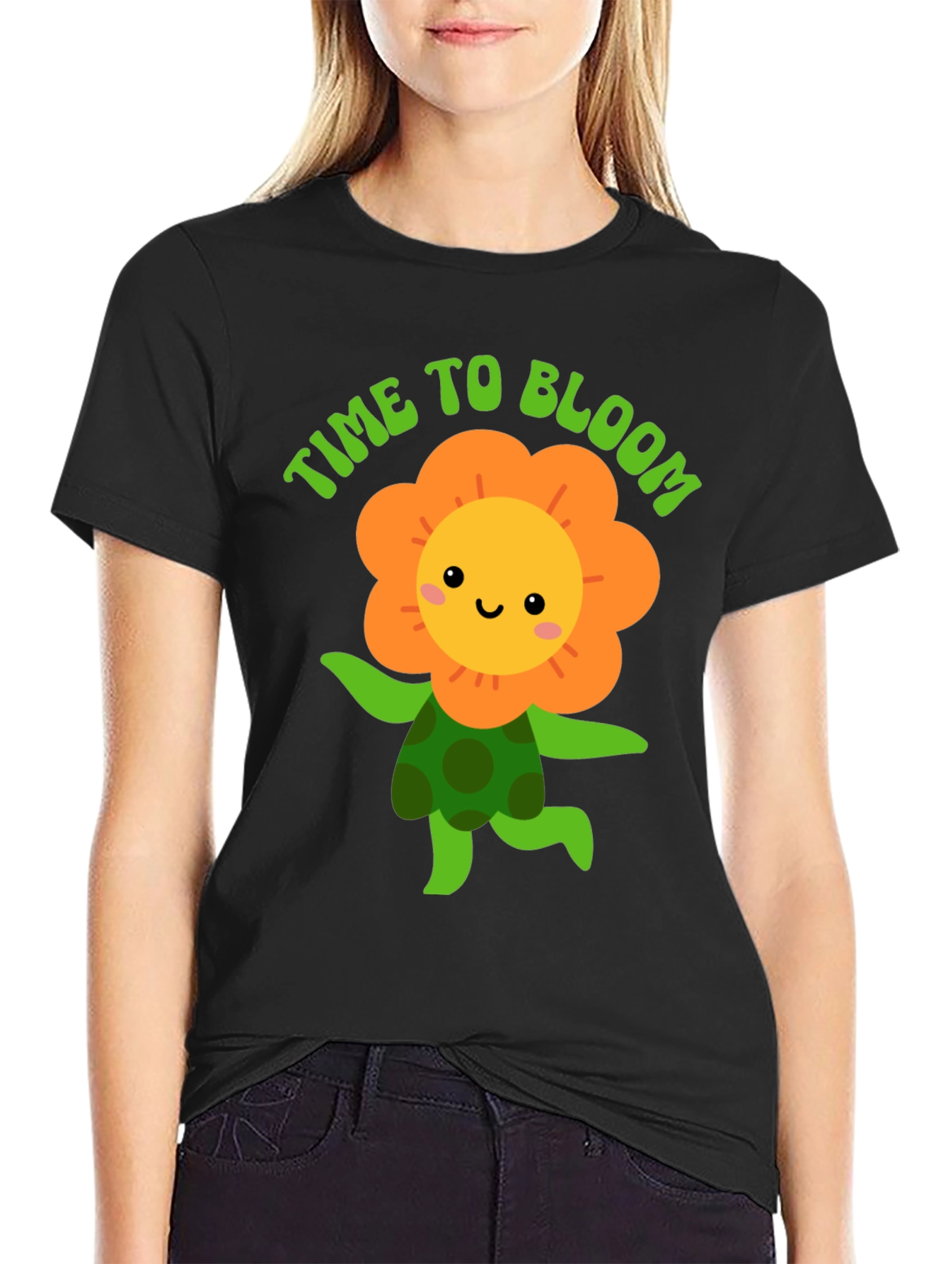 Black Time to Bloom Graphic T-Shirt view 2