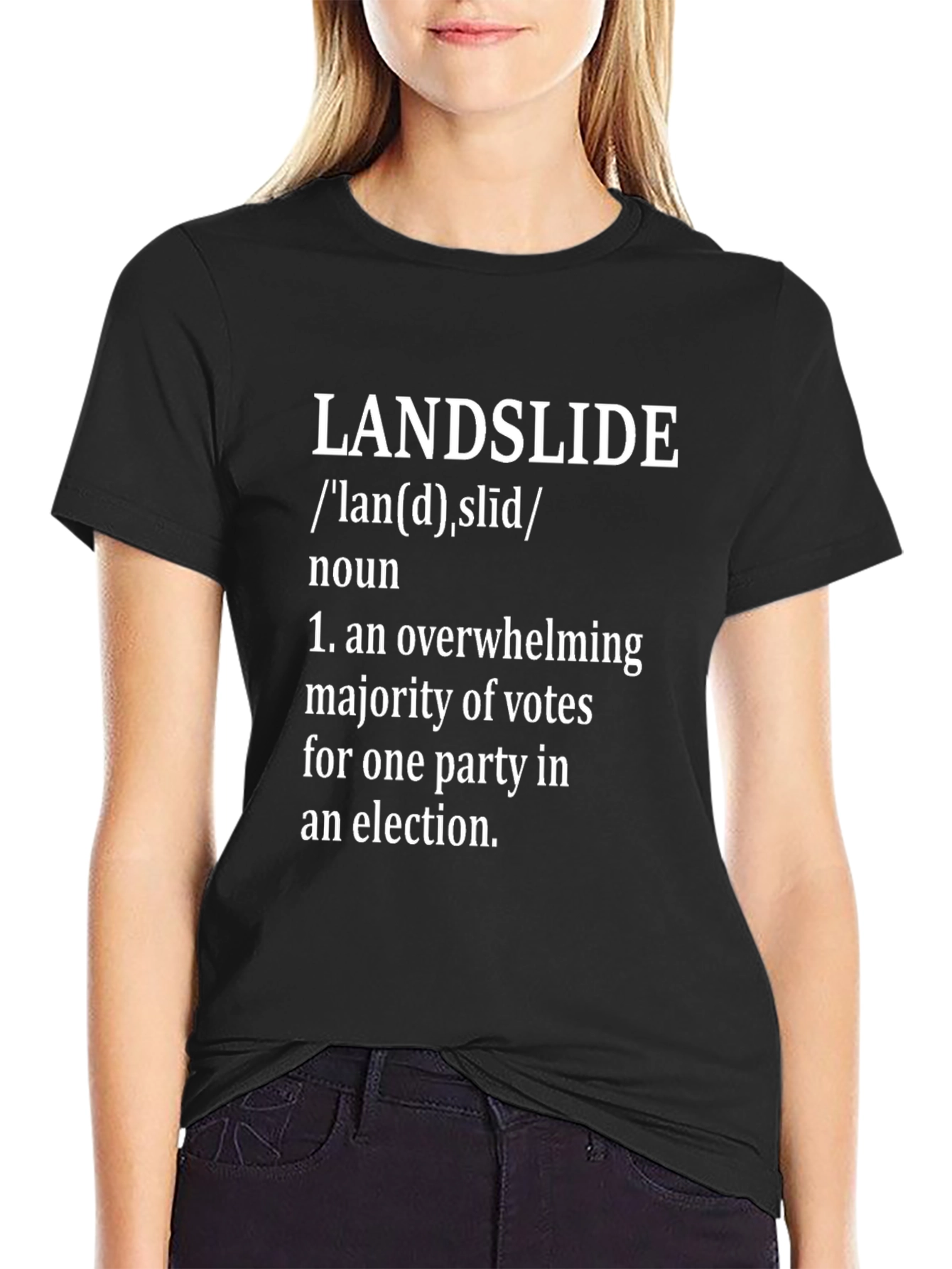 Black Landslide Definition Graphic Tee - Political Statement Shirt view 2