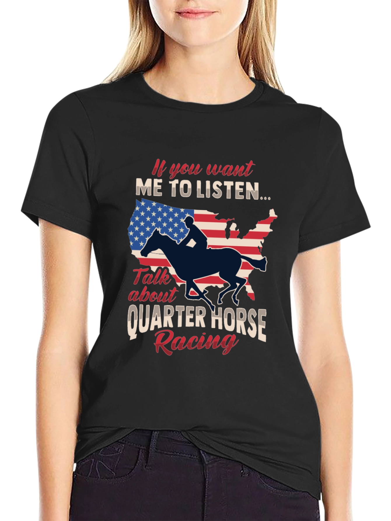 Black Quarter Horse Racing Graphic T-Shirt view 2