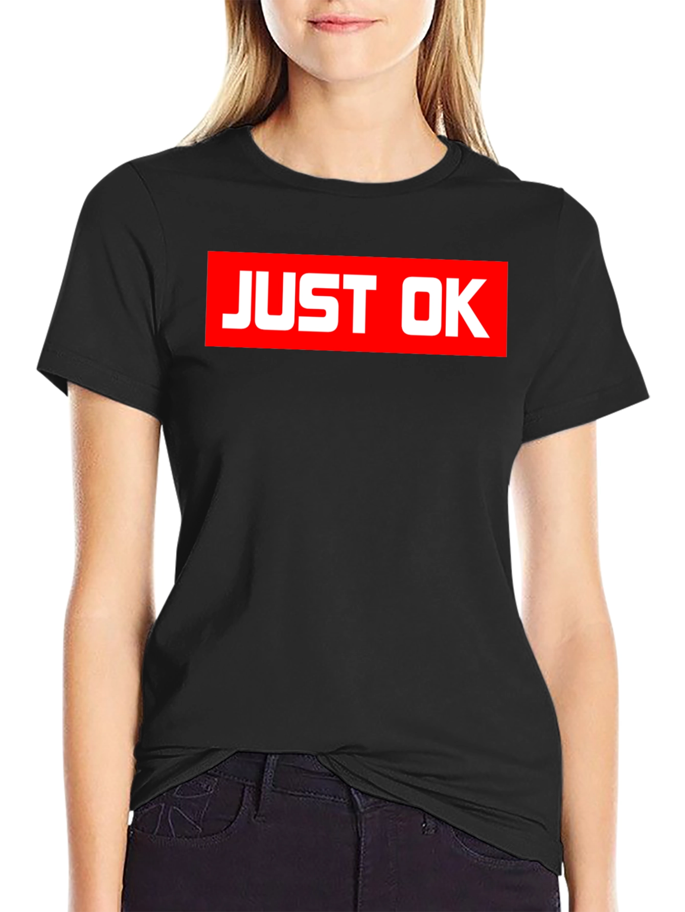Black Just OK Graphic T-Shirt - Mens Short Sleeve Crew Neck Tee view 2