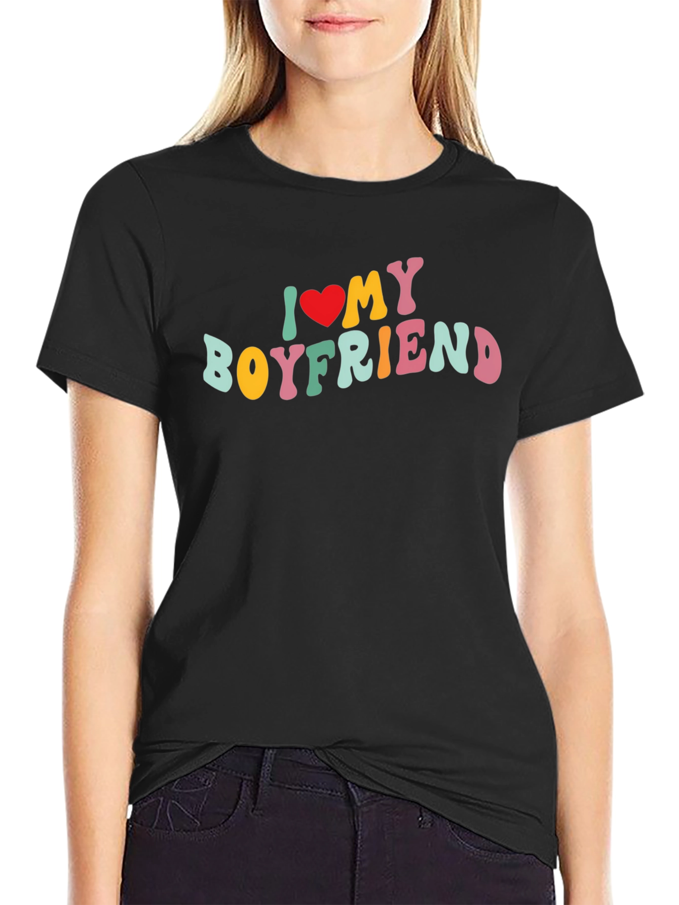 Black I Love My Boyfriend Graphic Tee - Fun, Casual Style view 2
