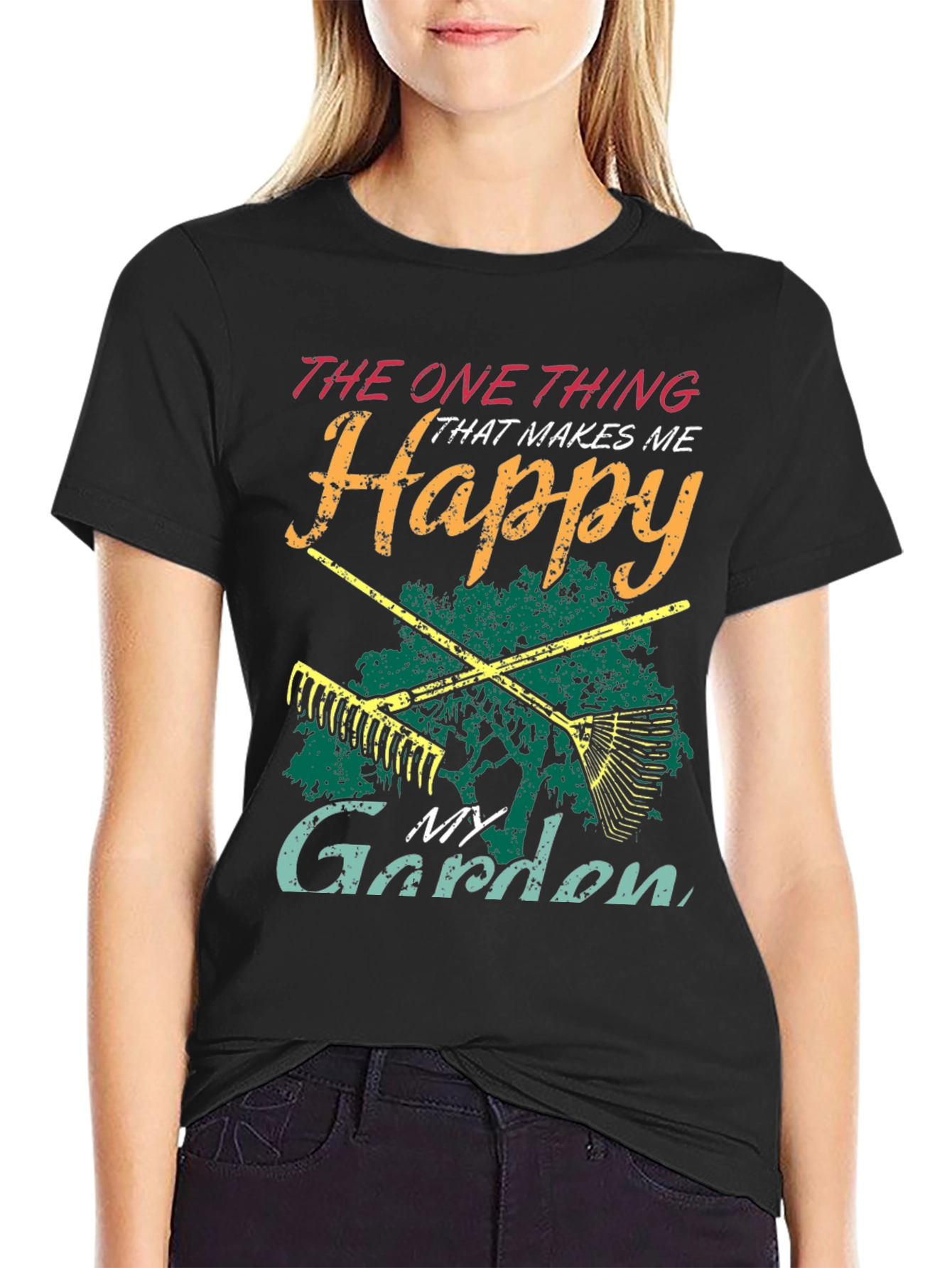 Black Happy Garden T-Shirt - Gardening Lover's Tee view 2