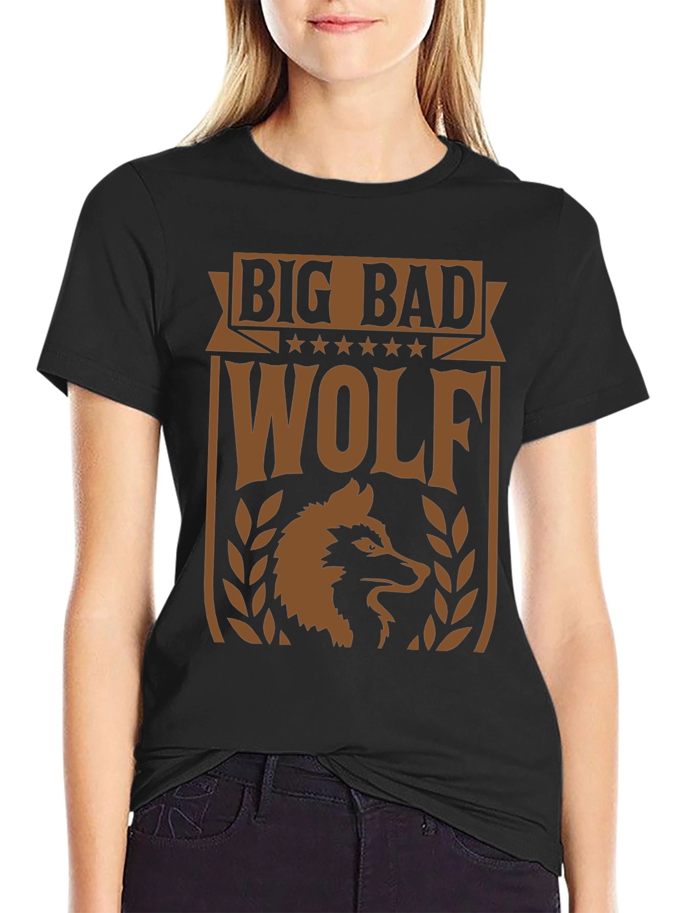 Black Big Bad Wolf Graphic Tee - Men's Black T-Shirt view 2