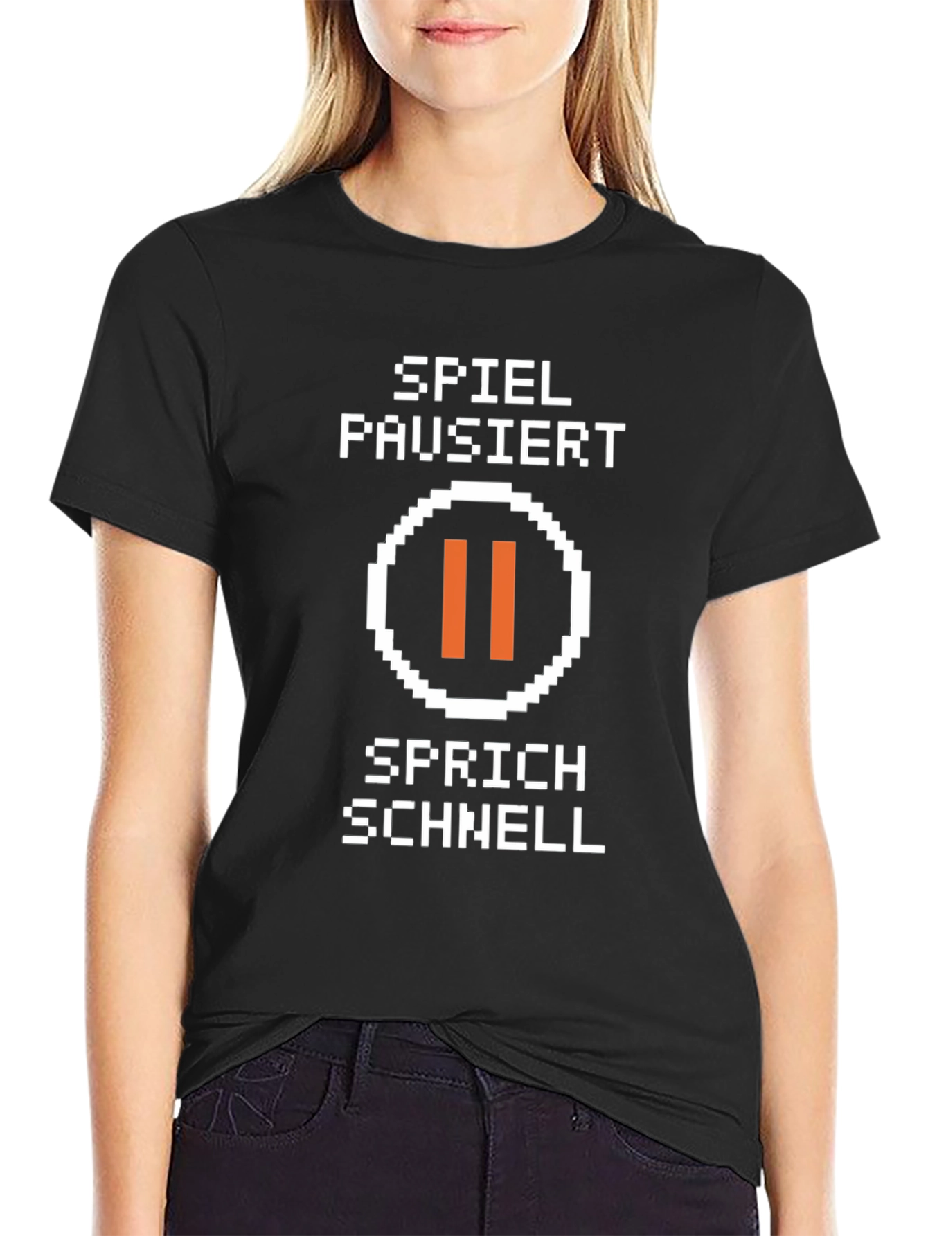 Black Spiel Pausiert Gamer T-Shirt - Black view 2