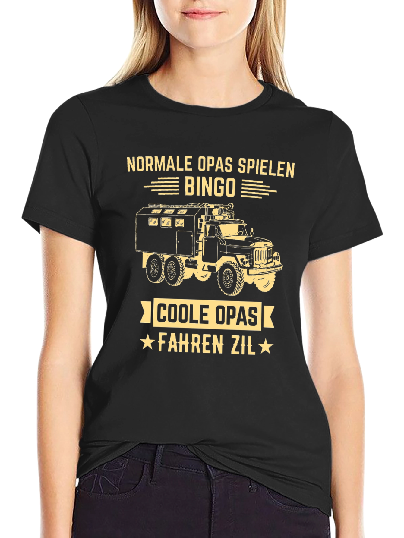 Black Cool Grandpas Drive Zil Truck Graphic T-Shirt view 2
