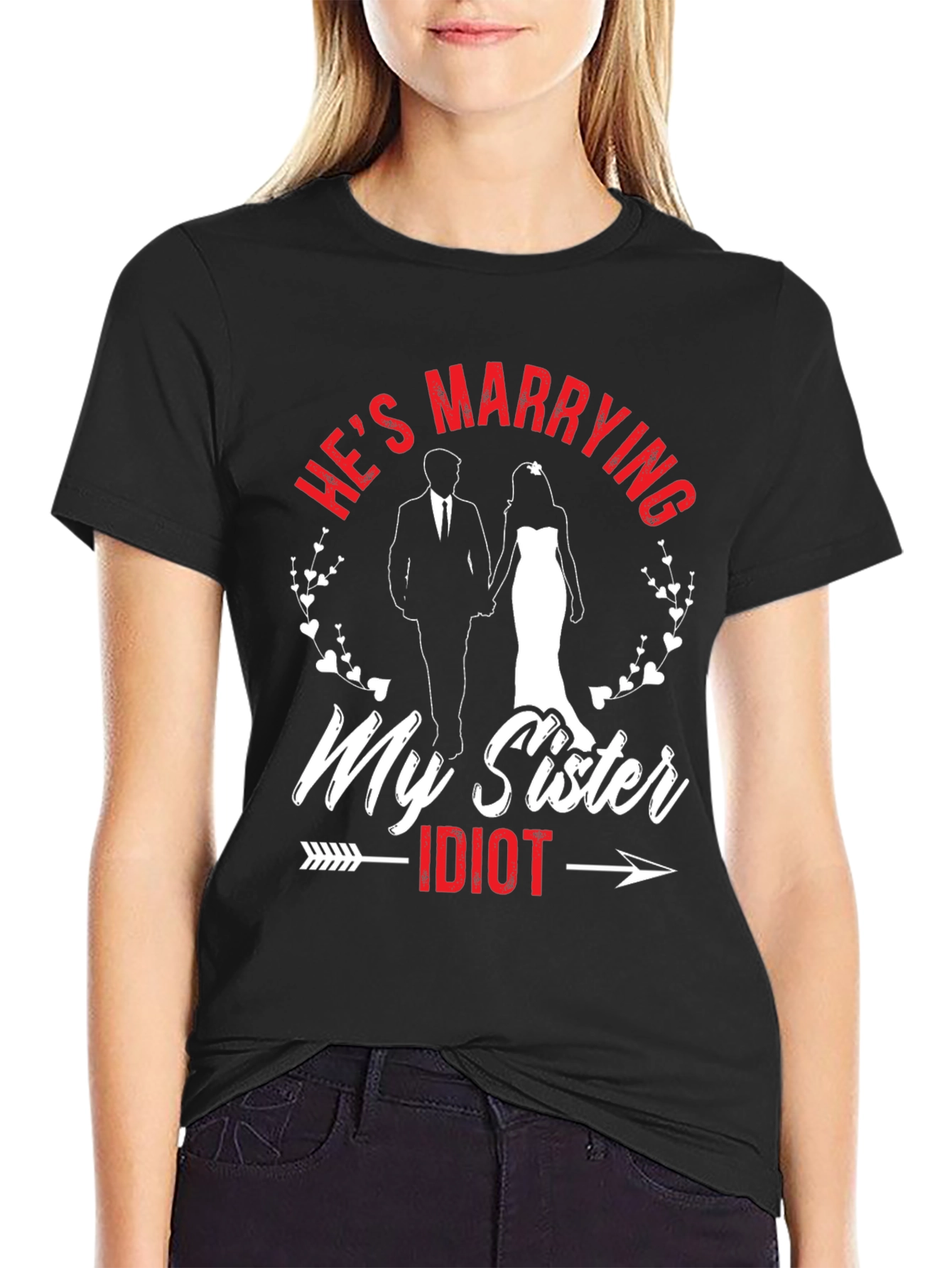 Black Funny "He's Marrying My Sister" T-Shirt view 2
