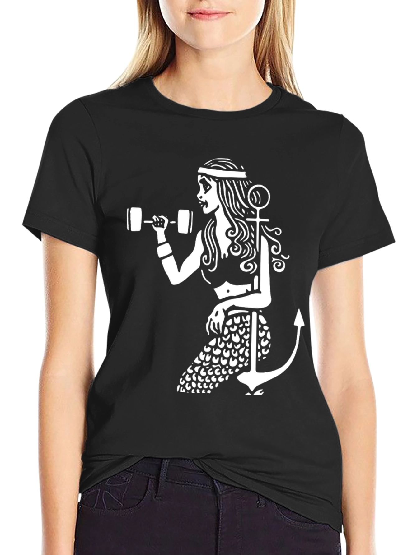 Mermaid Lifting Weights Graphic T-Shirt - 2