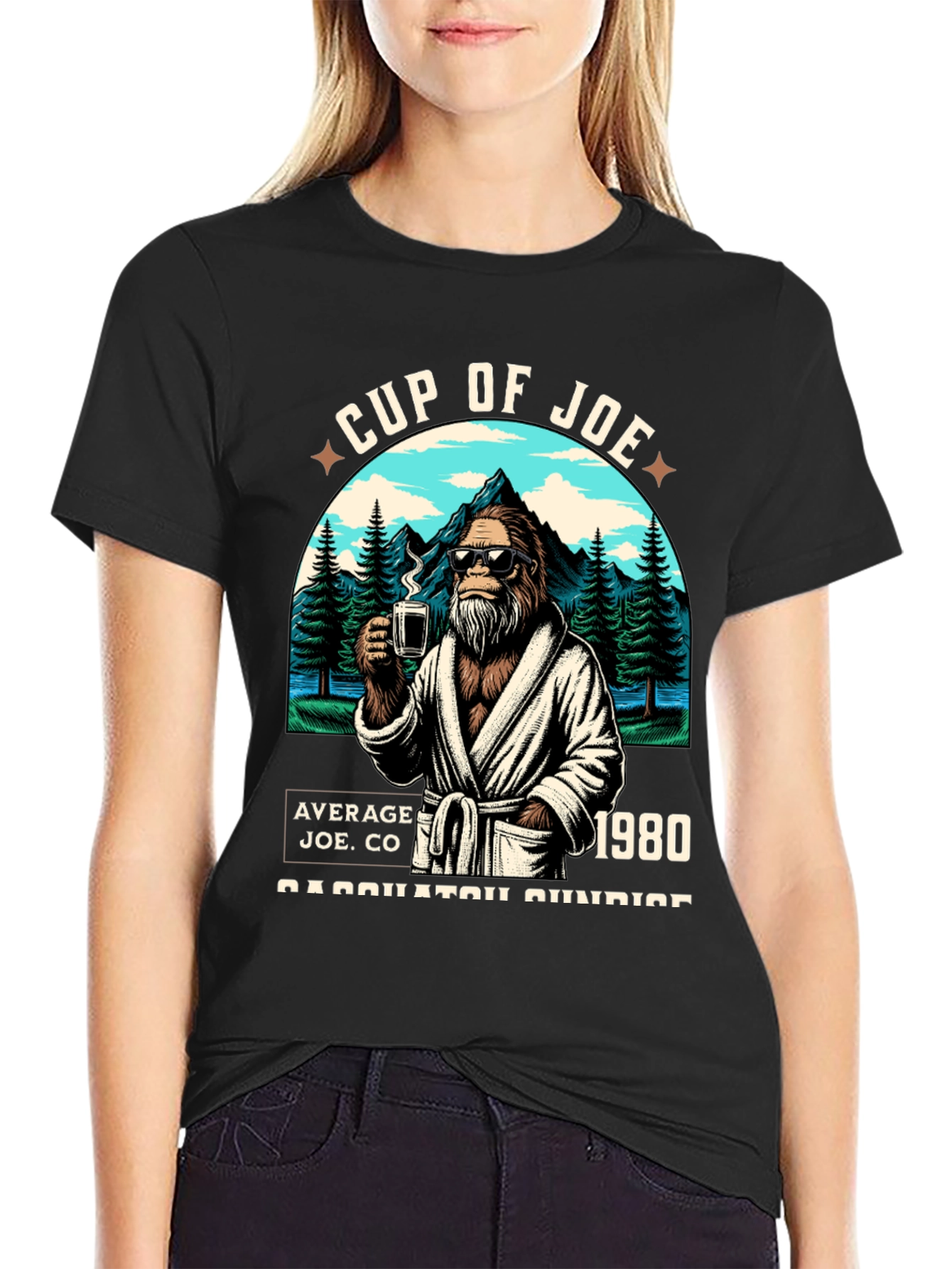 Black Cup of Joe Bigfoot T-Shirt: Average Joe CO view 2