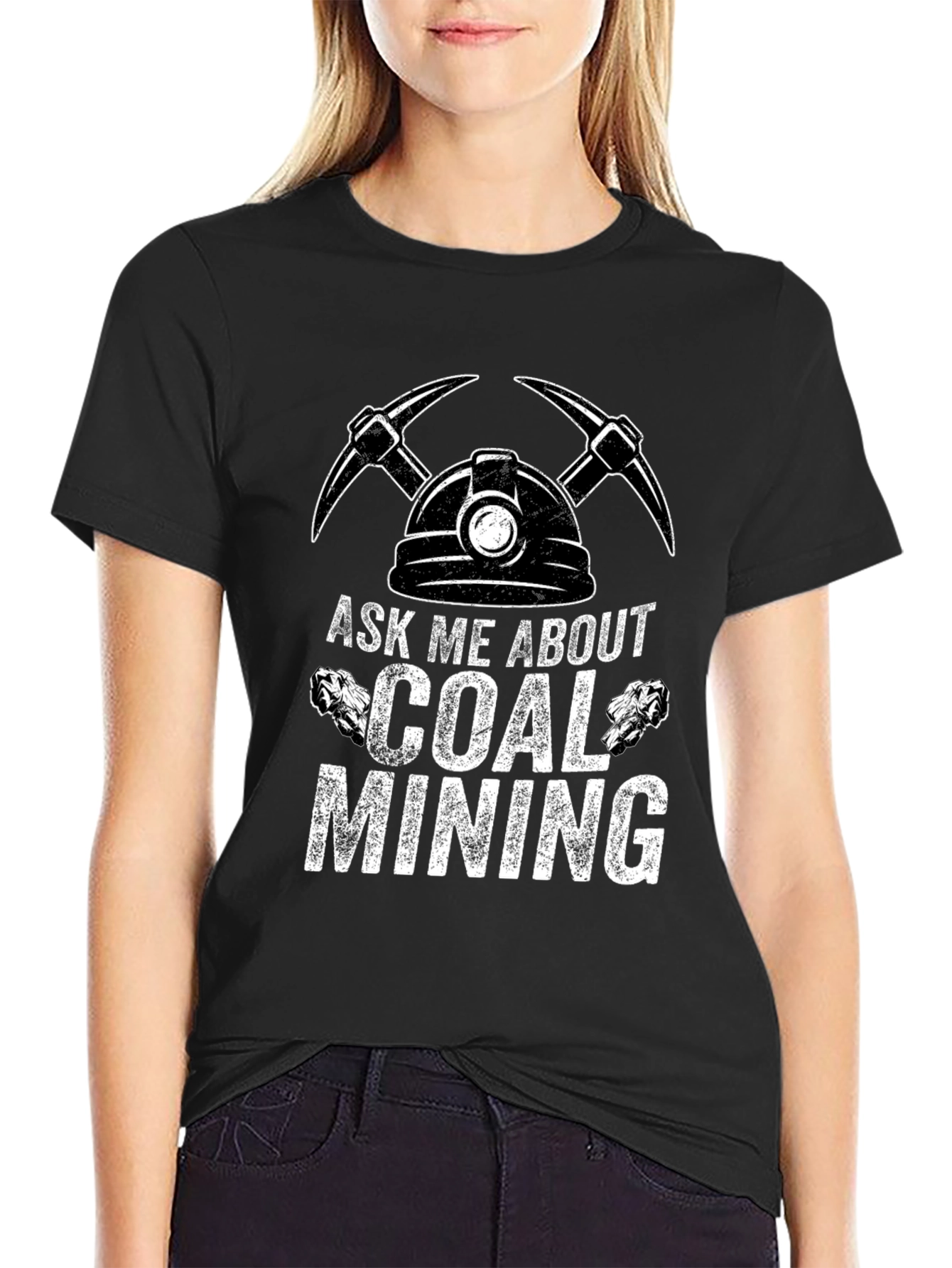 Black Ask Me About Coal Mining T-Shirt view 2