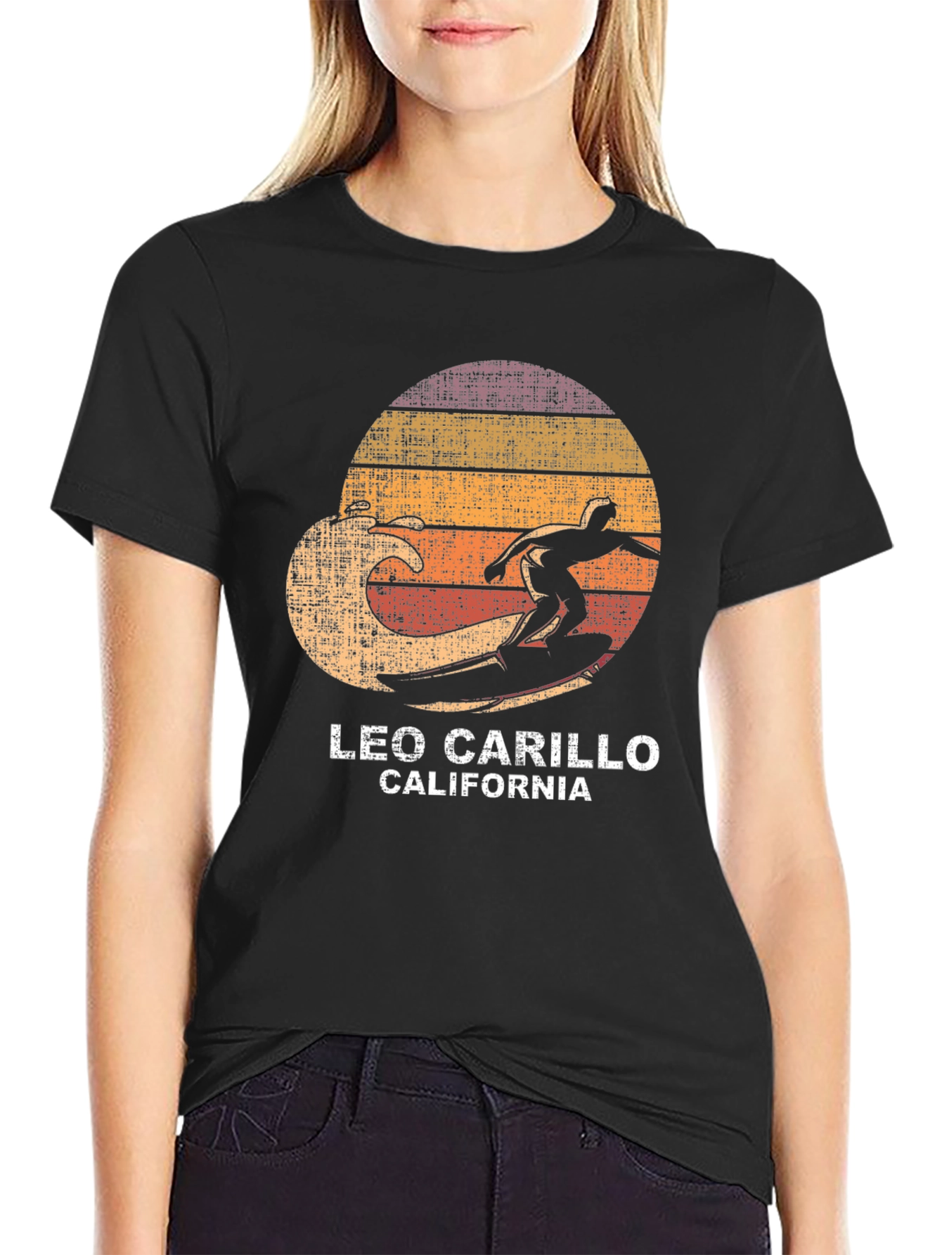 Black Retro Leo Carillo Surfer Graphic Tee view 2
