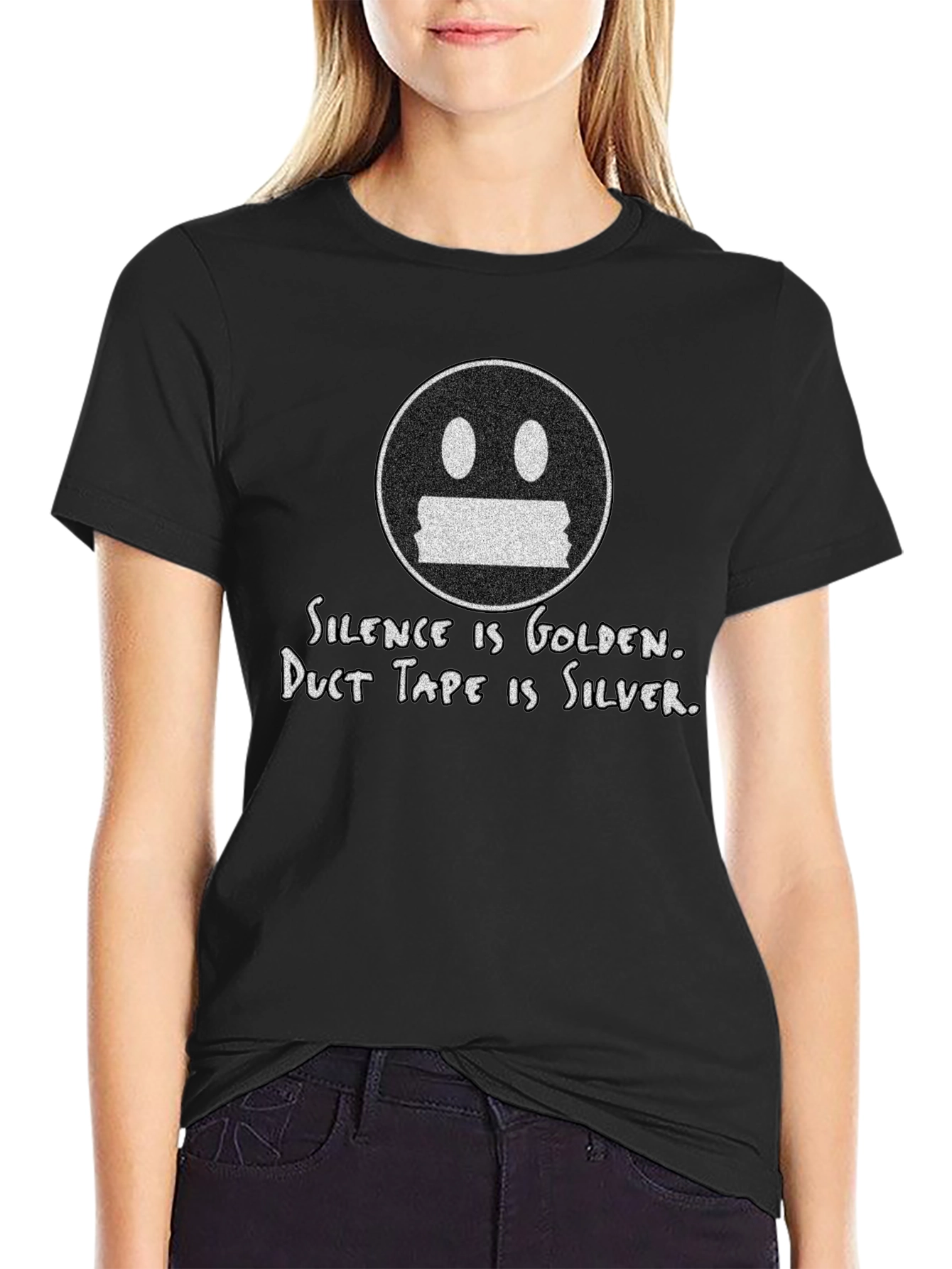 Black Silence is Golden T-Shirt - Funny Graphic Tee view 2