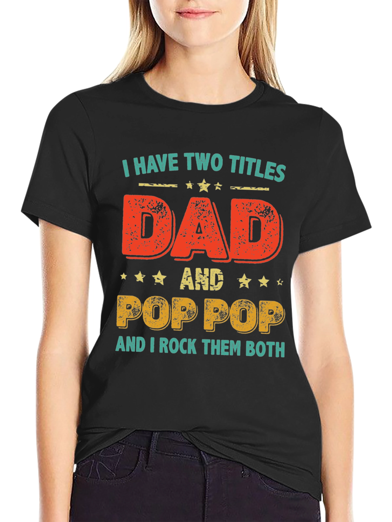 Black Dad & Pop Pop T-Shirt - I Have Two Titles Tee view 2