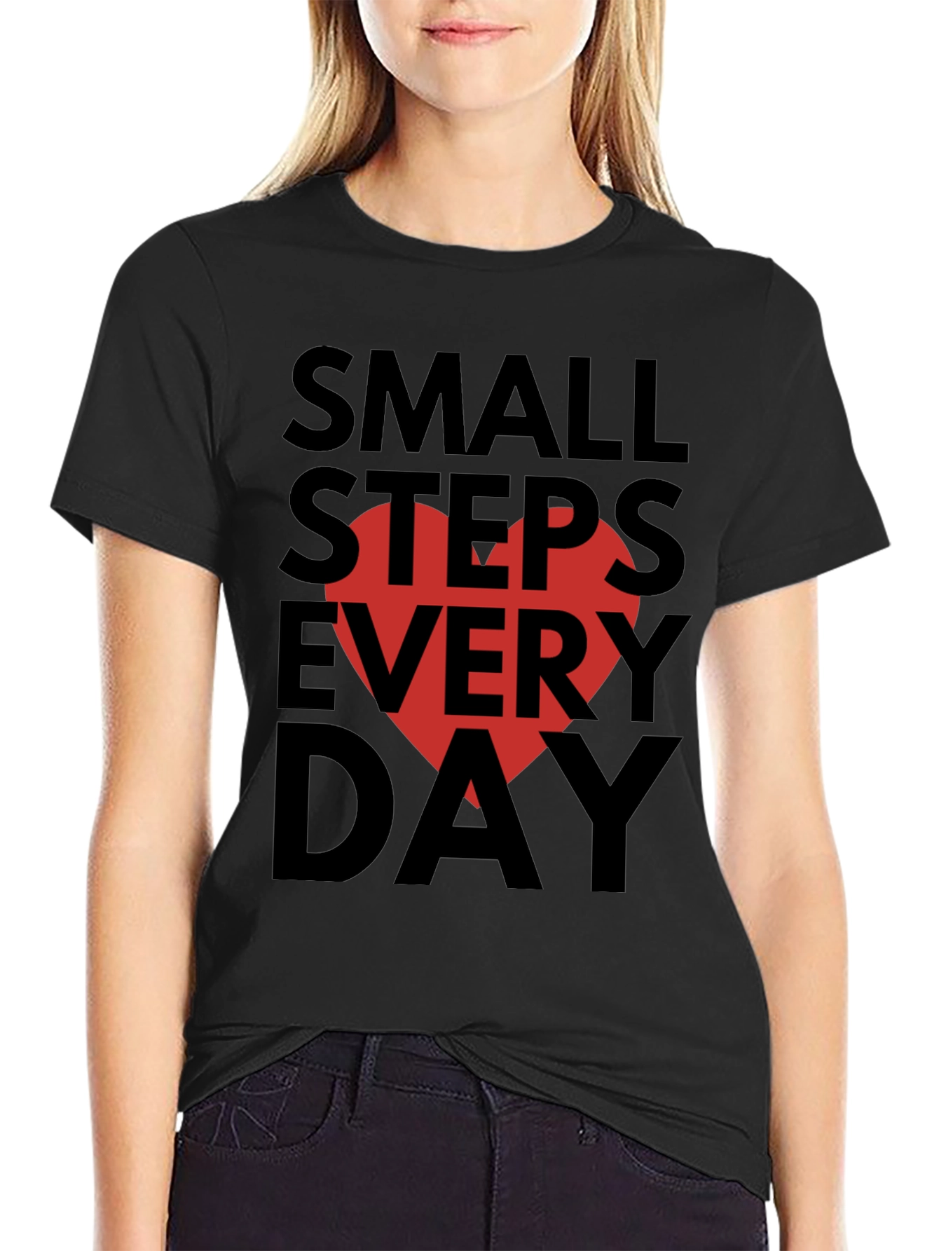 Black Small Steps Every Day Graphic Tee view 2