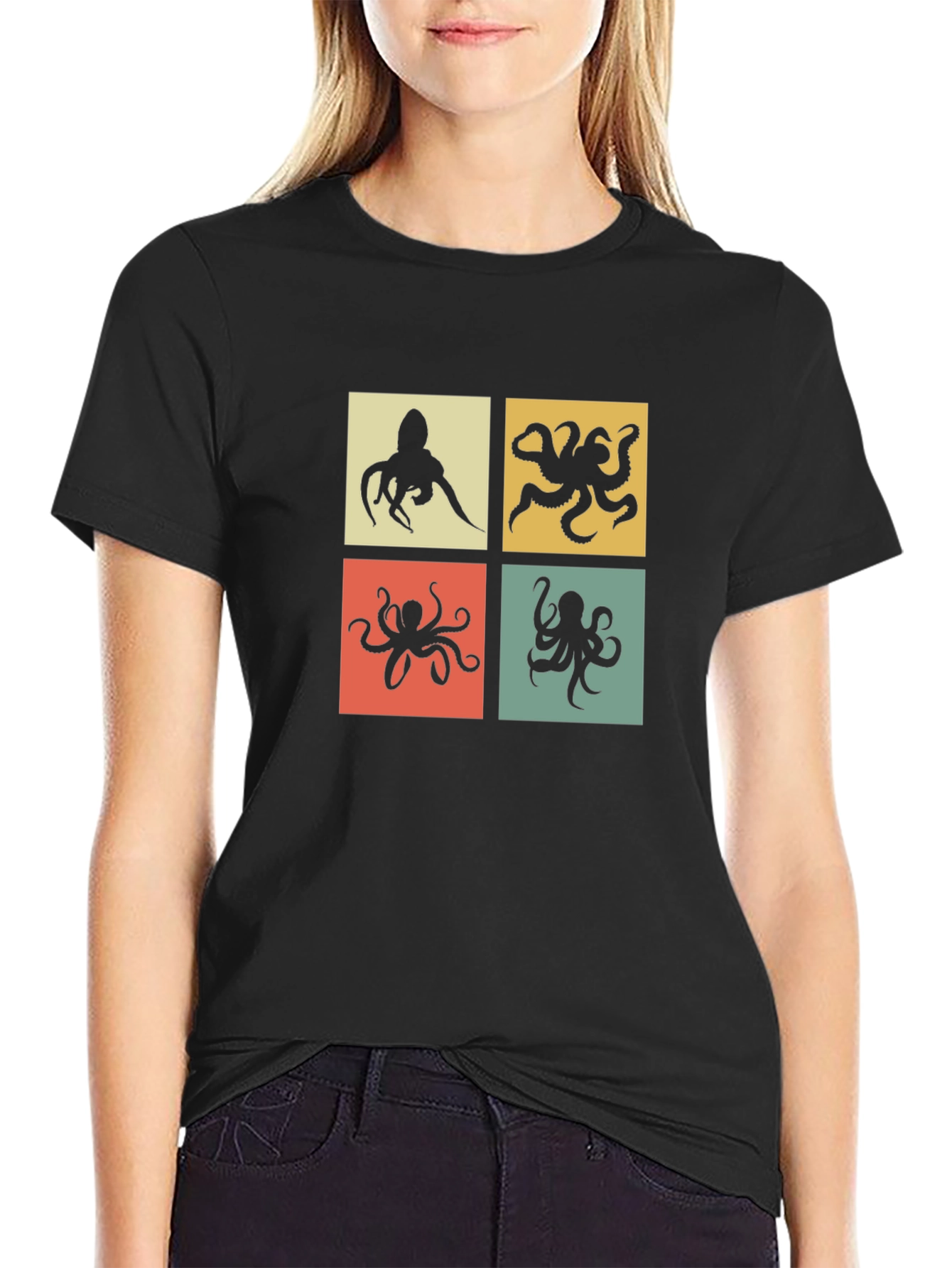 Black Retro Octopus T-Shirt - Black view 2