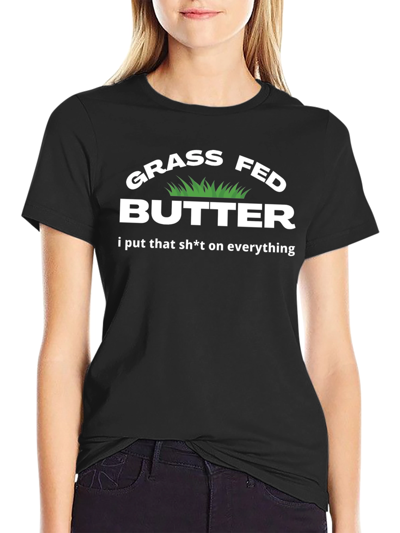 Black Grass Fed Butter T-Shirt - Funny Foodie Tee view 2