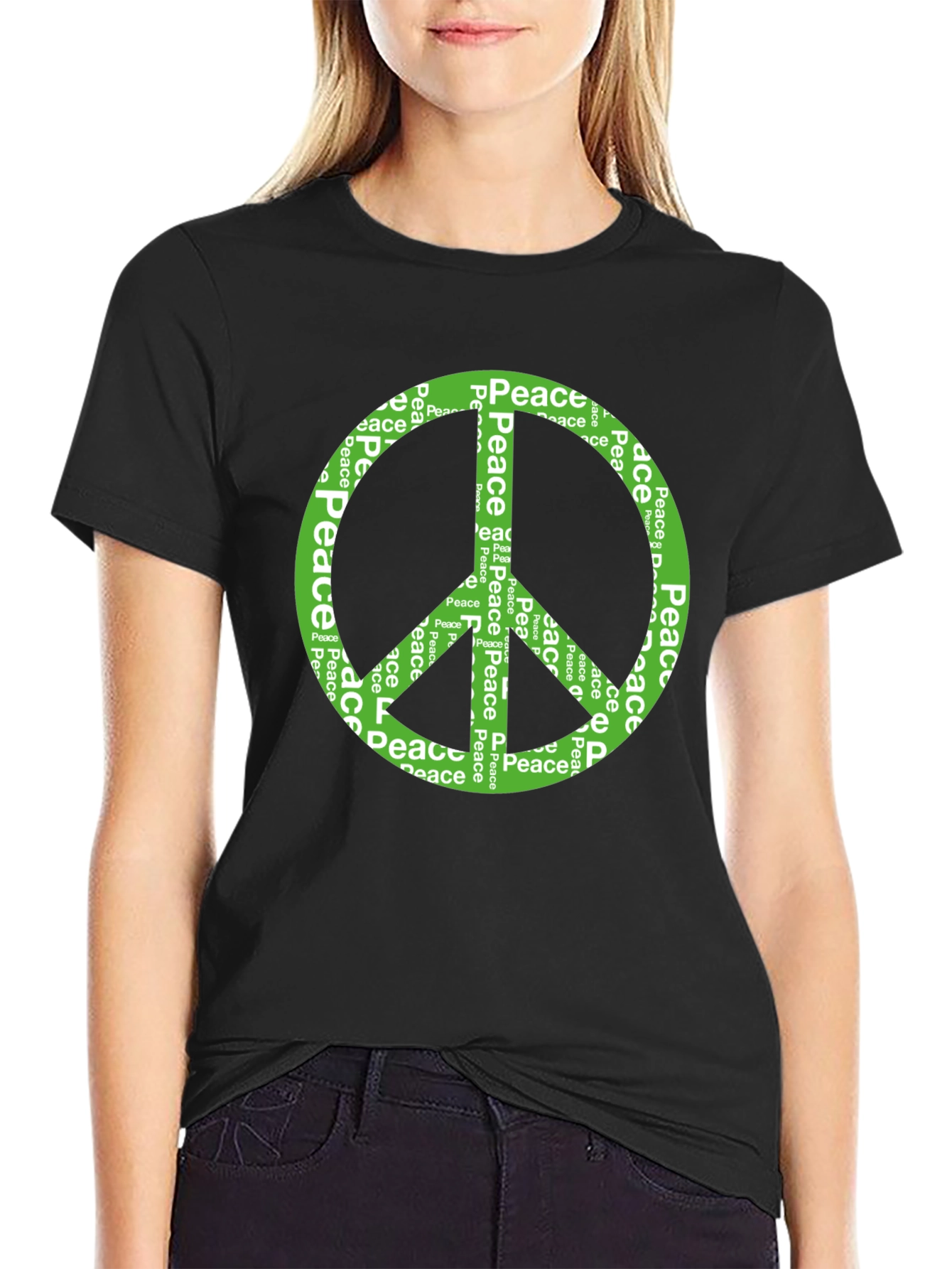 Black Peace Sign Graphic Tee - Black view 2