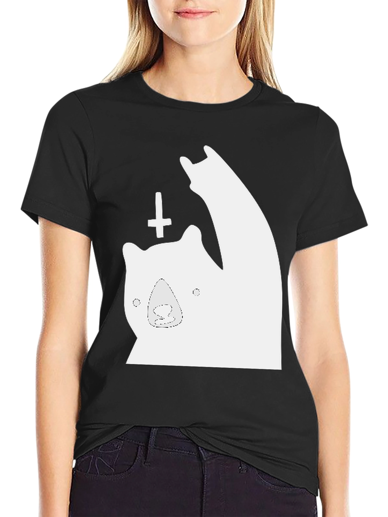 Black Funny Bear T-Shirt - Metal Sign view 2