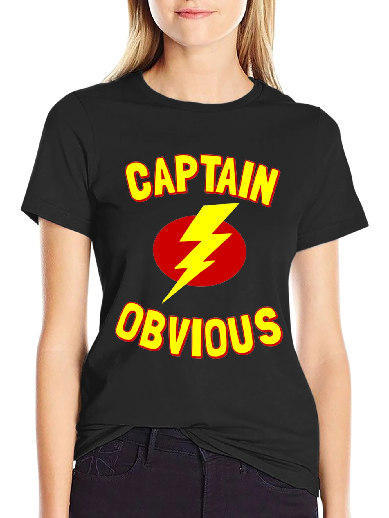 Black Captain Obvious T-Shirt - Funny Humor Tee view 2