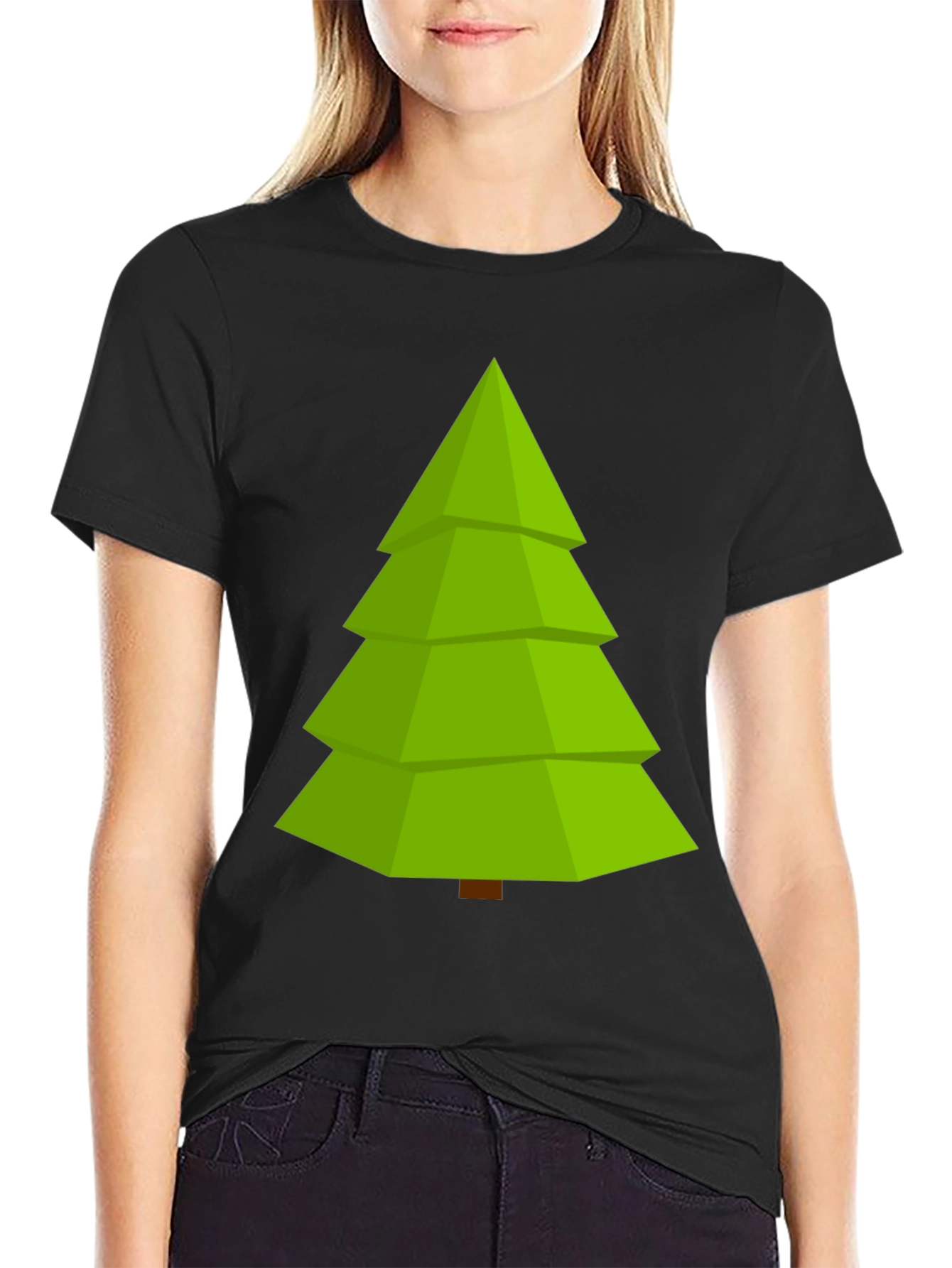 Black Christmas Tree Graphic Tee - Holiday Style view 2