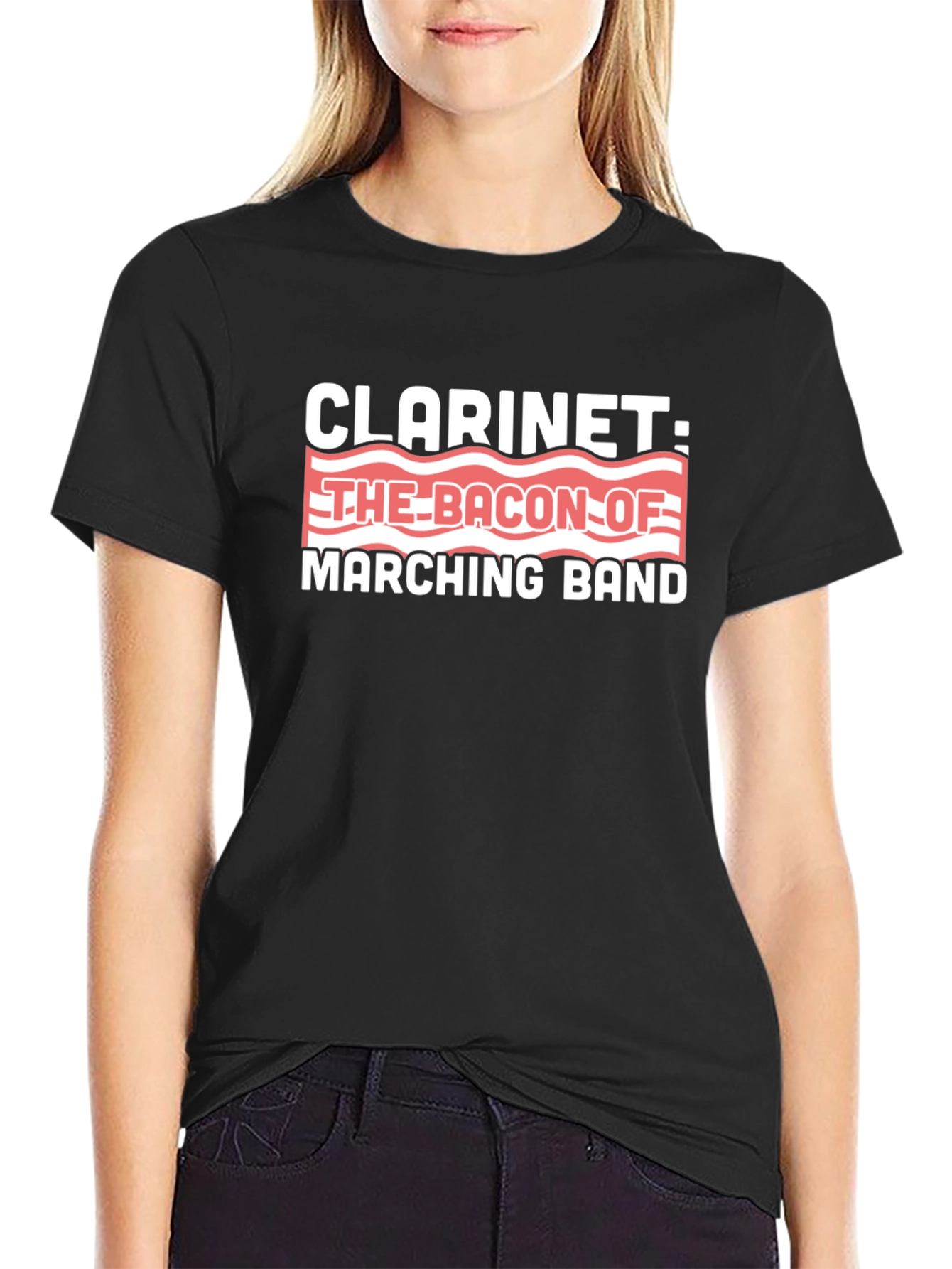 Black Clarinets: The Bacon of Marching Band T-Shirt view 2