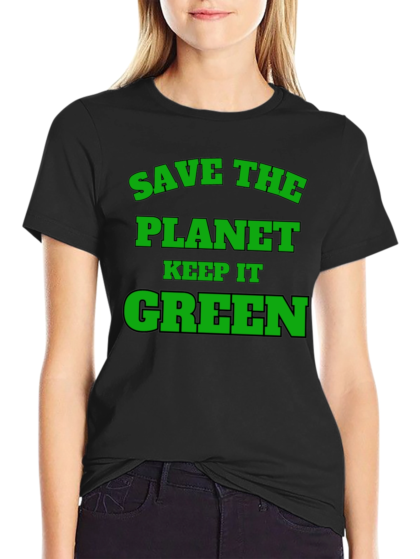 Black Eco-Friendly Save the Planet T-Shirt view 2