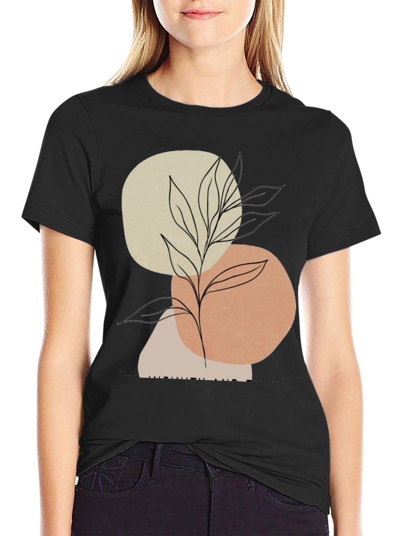 Black Abstract Art Plant Graphic Men's T-Shirt view 2