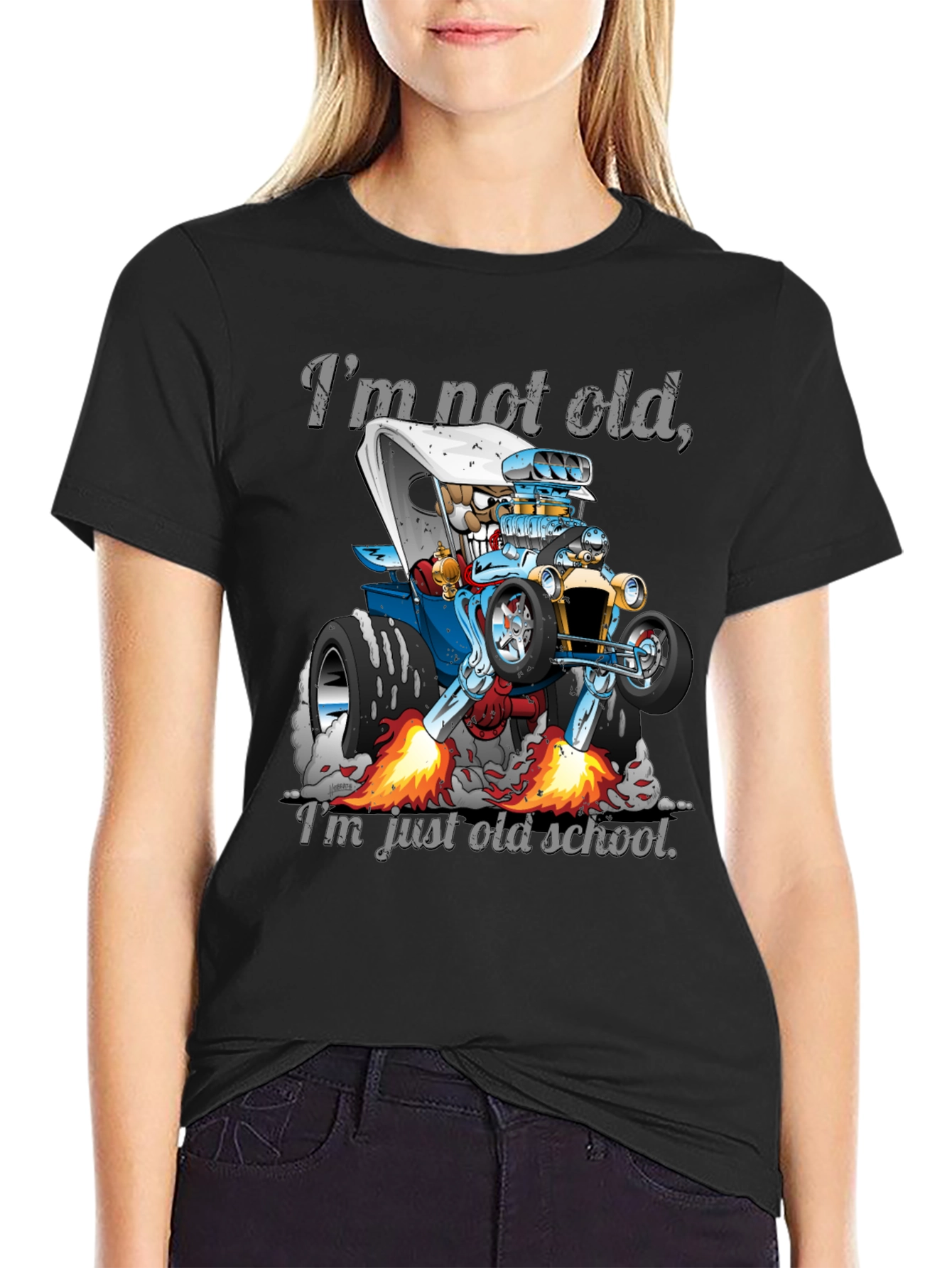 Black I'm Not Old, Just Old School Car T-Shirt view 2