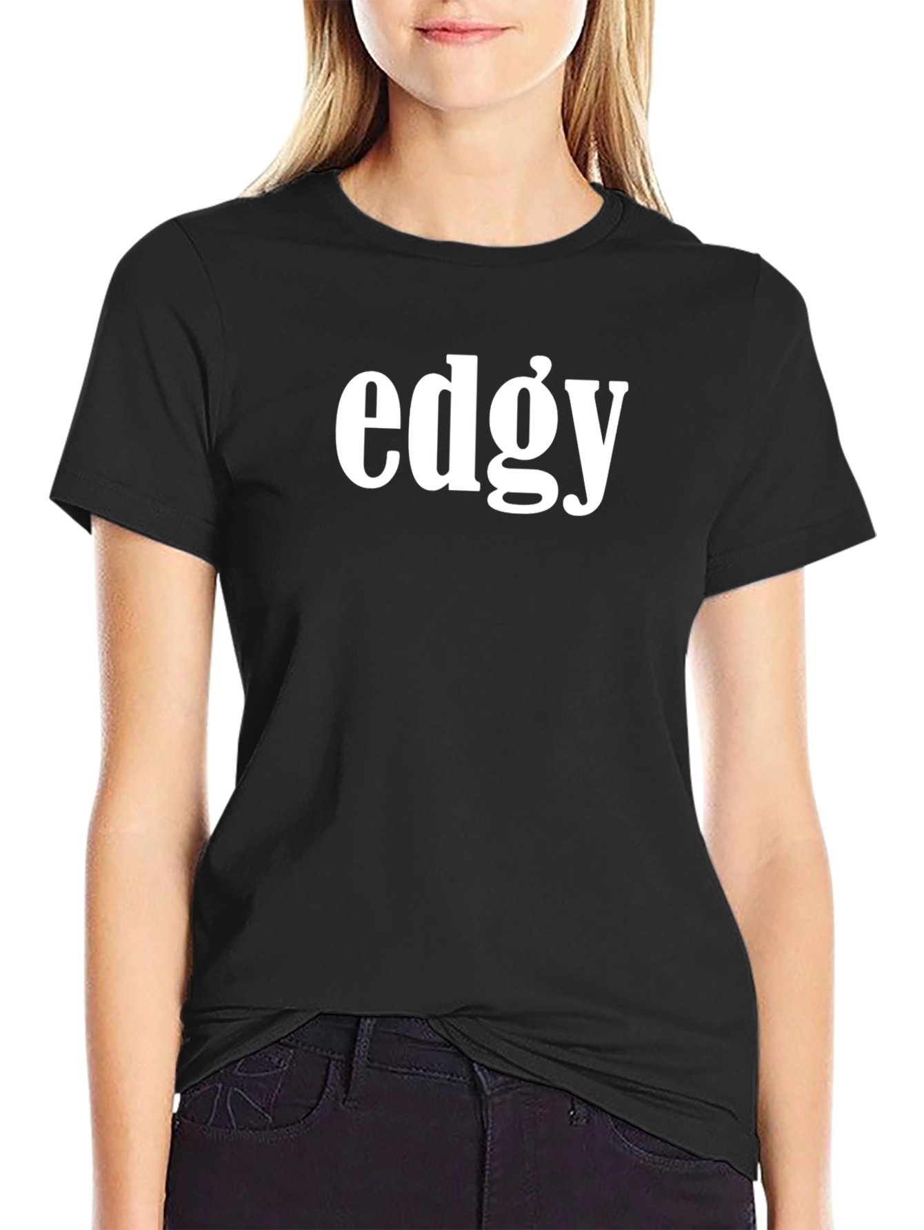 Black Edgy Graphic Tee - Mens Black Crew Neck T-Shirt view 2
