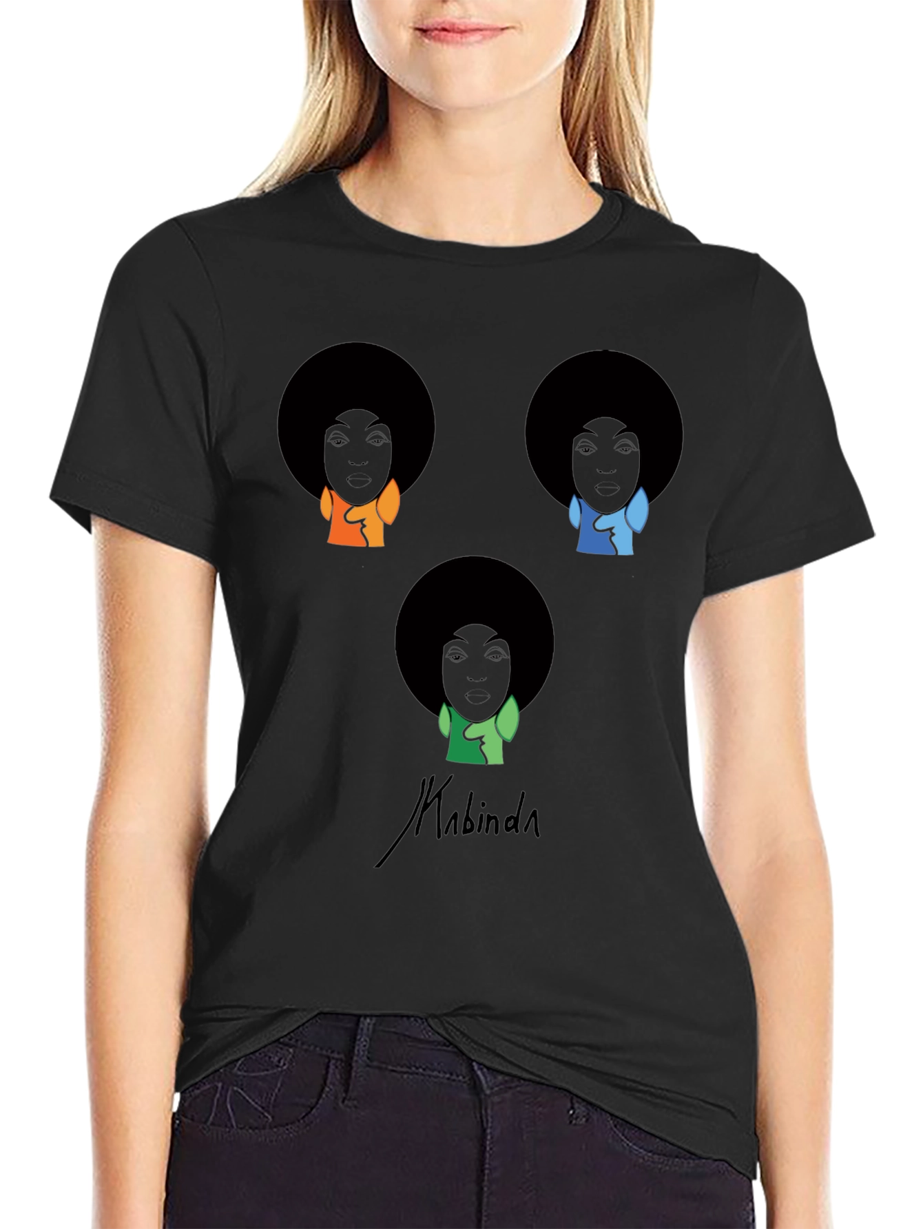 Black Kabinda Graphic T-Shirt - Afro Portrait Design view 2