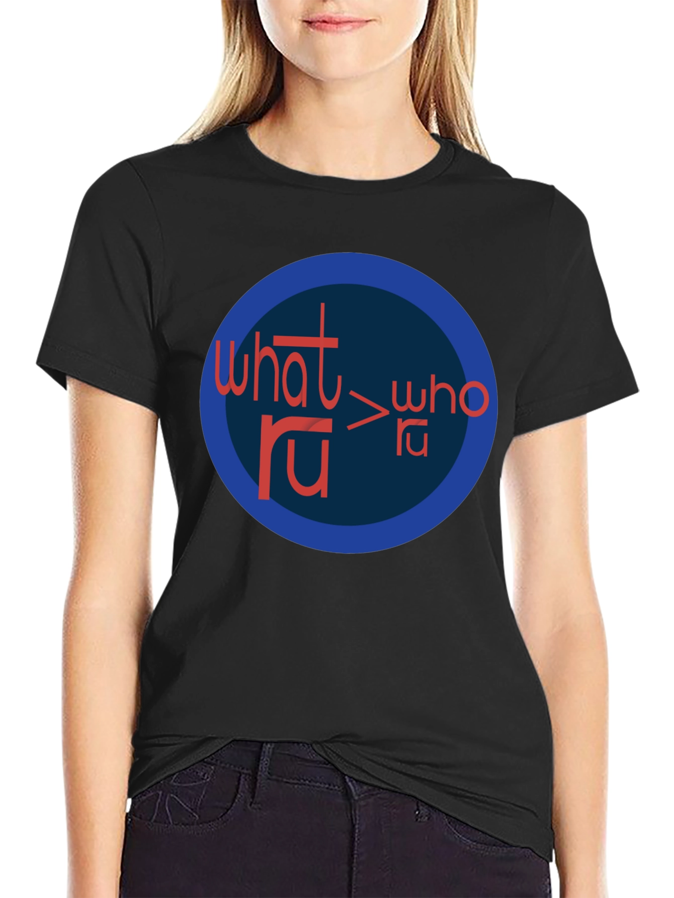 Black What RU > Who RU Graphic Tee - Black view 2