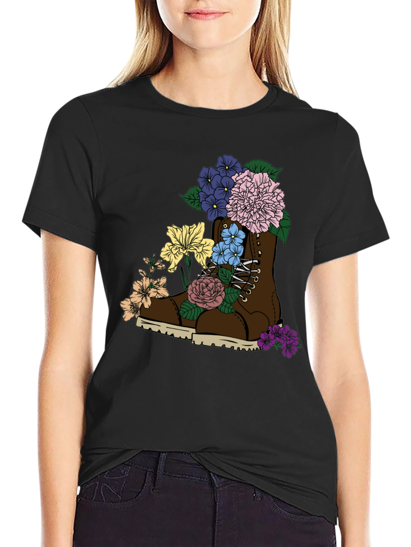 Floral Boot T-Shirt: Unique Graphic Tee - 2