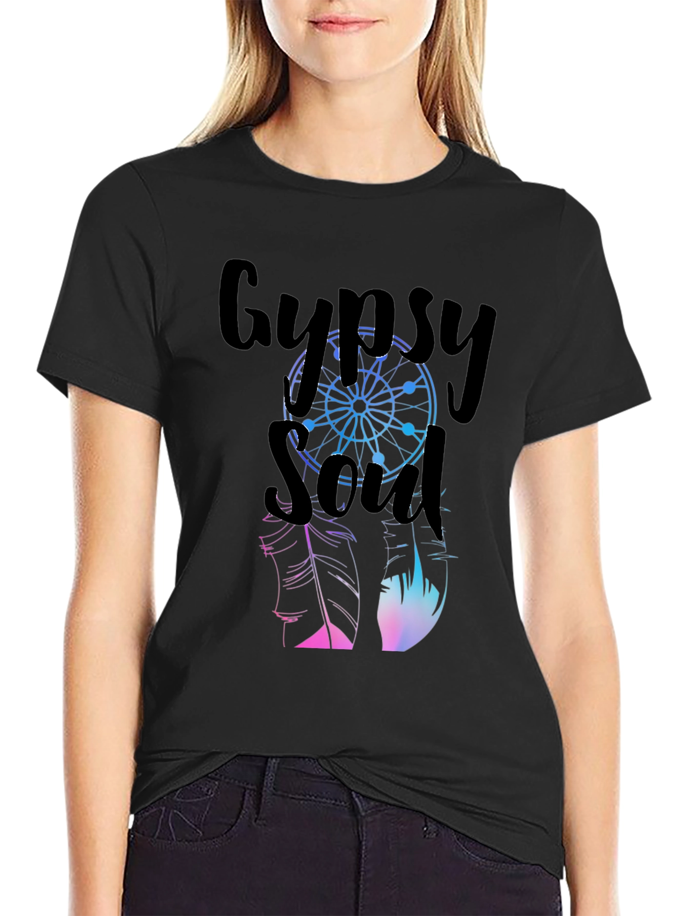 Black Gypsy Soul Graphic T-Shirt - Casual Style view 2