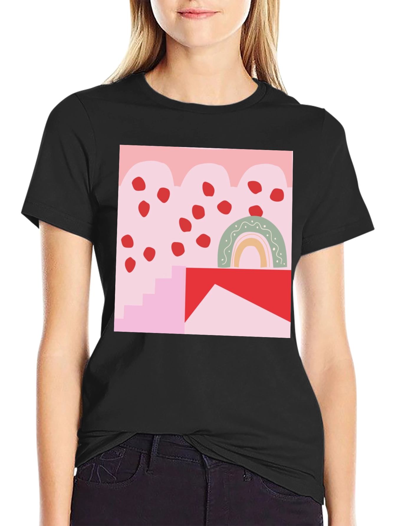 Black Abstract Graphic Print T-Shirt view 2