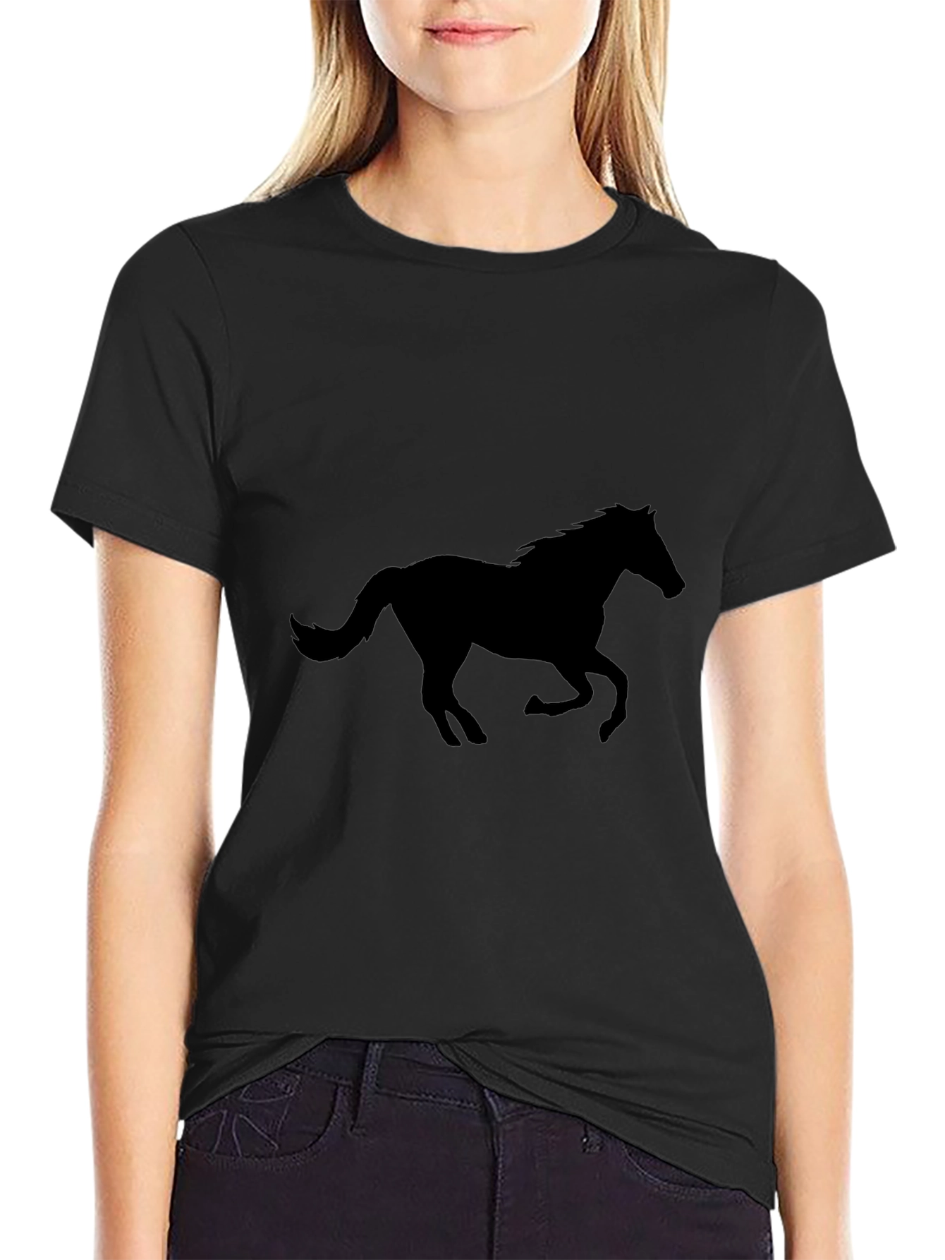 Black Black Horse Silhouette Graphic Tee view 2