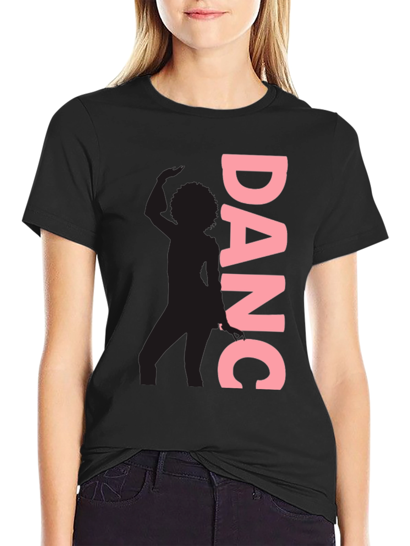 Black Dance Silhouette T-Shirt - Stylish & Trendy Black Tee view 2