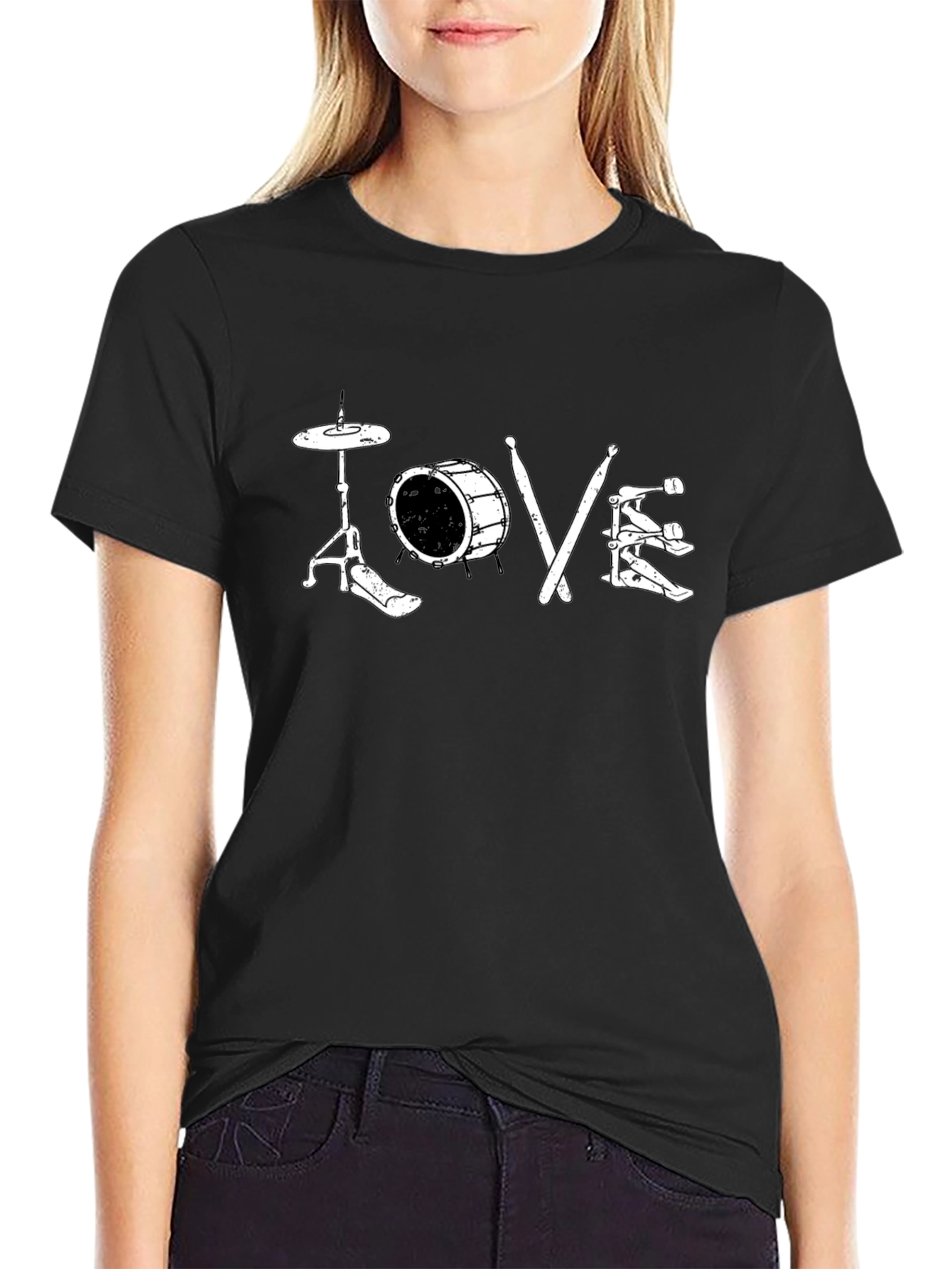 Black Drummer LOVE Graphic T-Shirt view 2