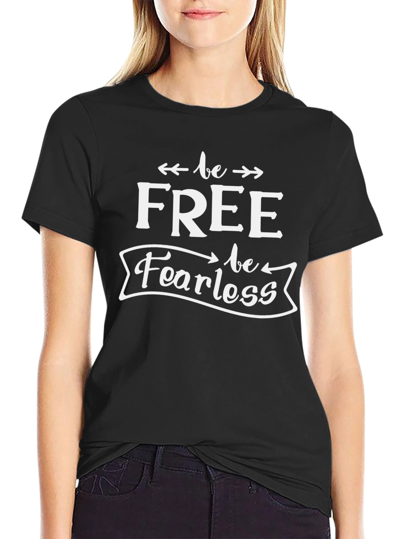 Black Be Free Be Fearless Graphic T-Shirt view 2