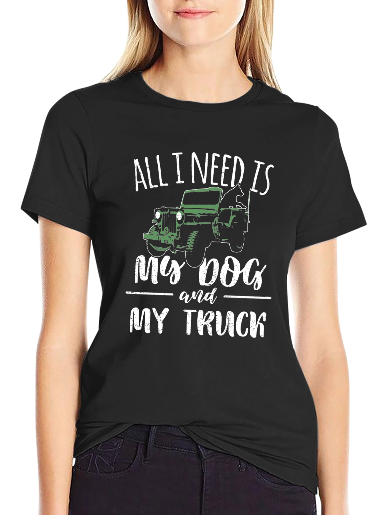 Black All I Need is My Dog & Truck T-Shirt view 2