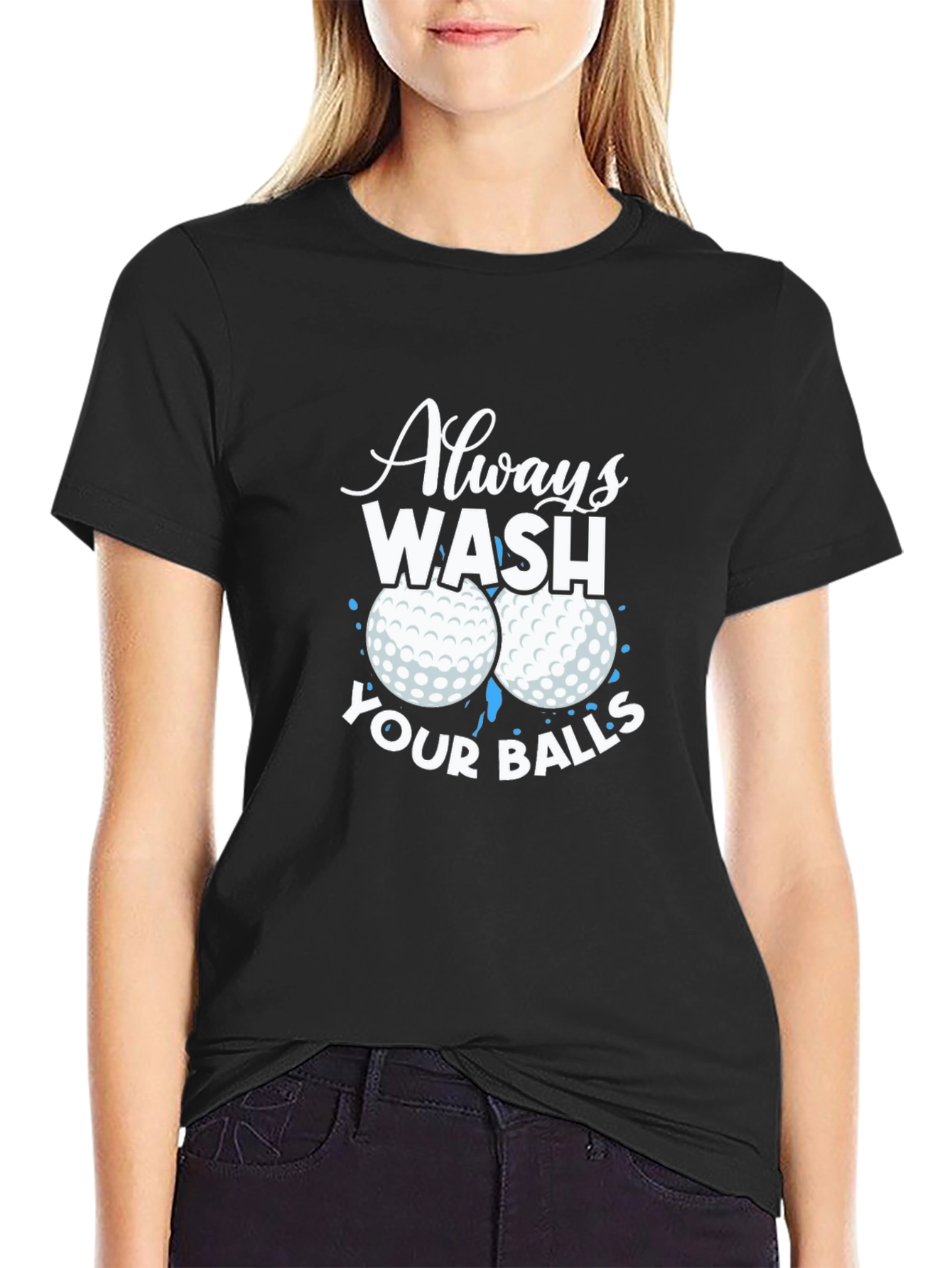 Black Always Wash Your Balls Graphic T-Shirt view 2