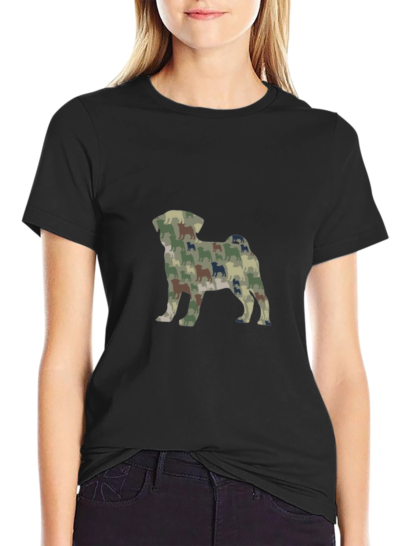 Black Dog Camo Print Black T-Shirt view 2