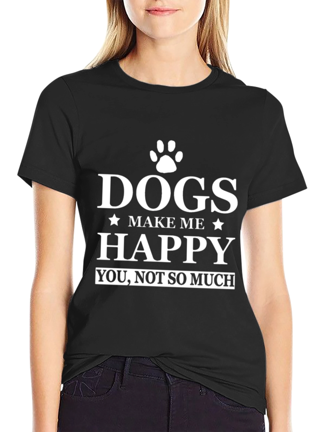 Black Dogs Make Me Happy T-Shirt - Funny Dog Lover Tee view 2