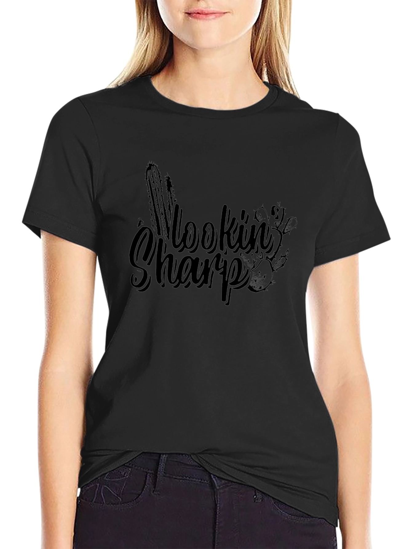 Black Lookin' Sharp Graphic Tee - Black Cotton T-Shirt view 2